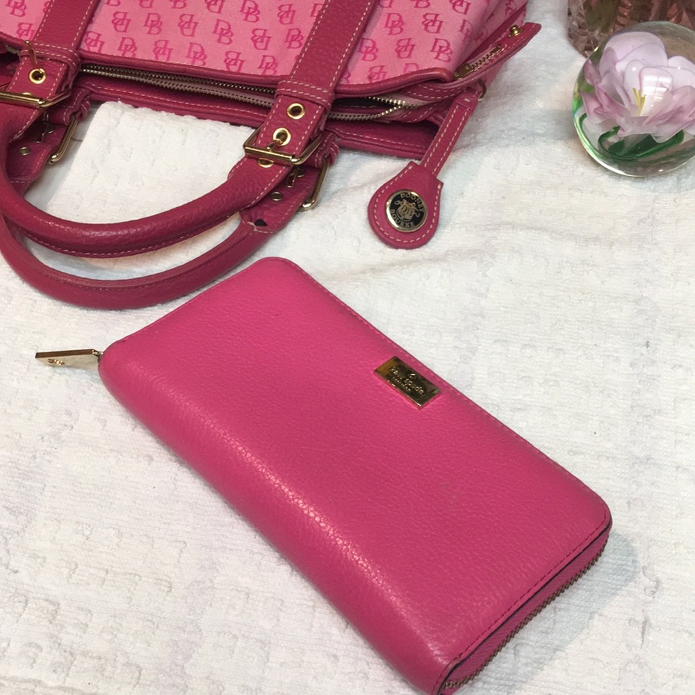 kate spade Hot Pink Zip-Around Leather Wallet